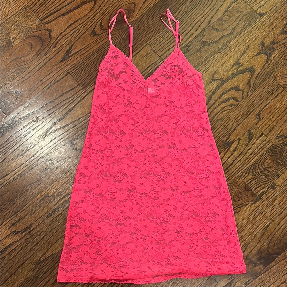 Victoria's Secret Vibrant Pink Lace Chemise